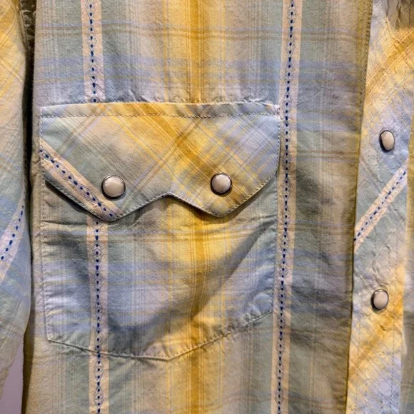 Larry Mahan Cowboy Collection Plaid Pearl Snap Shirt Men's L Western - Picture 4 of 8